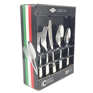 Inoxriv Spa Capri 20-Piece Stainless Steel Flatware Silverware Set Made in Italy